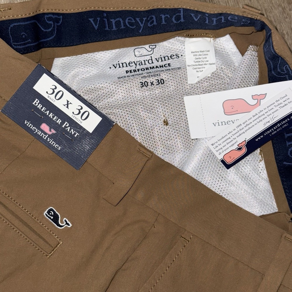 NWT Vineyard Vines Performance Breaker Pants Men's 30x30 Otter Brown